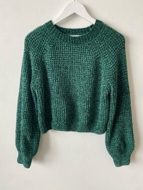 Altar'd State Emerald Green Chunky Crewneck Sweater